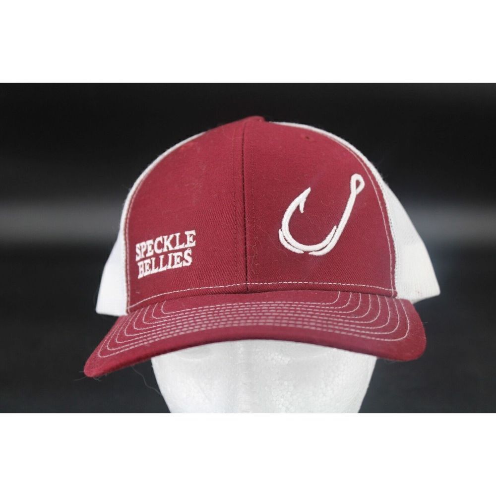 Richardson Mesh Fishing Trucker Cap Speckle Bellies Snap Back Maroon And White